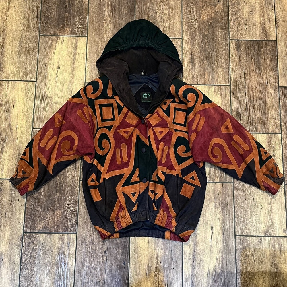 Vintage 80s 90s Y2K Kol's Suede Leather Jacket  Men's 38 Coat Heavy